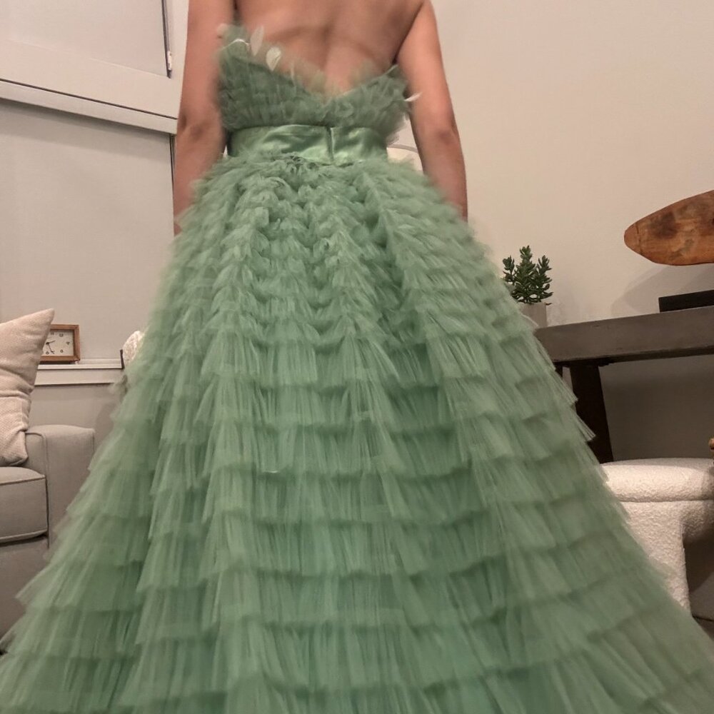 Green Ruffle Ball Gown - Picture 2 of 3